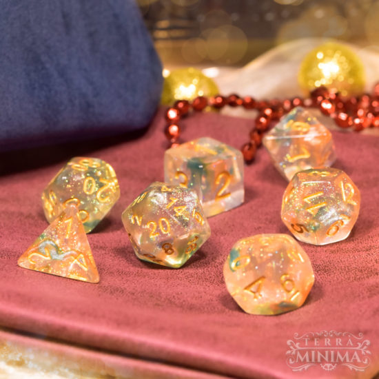7-teiliges Würfelset für RPG Adventskalender mit Glitter