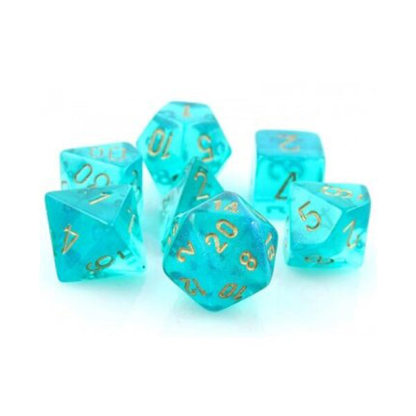 Chessex Borealis Polyhedral Teal/gold Luminary Würfelset (7)