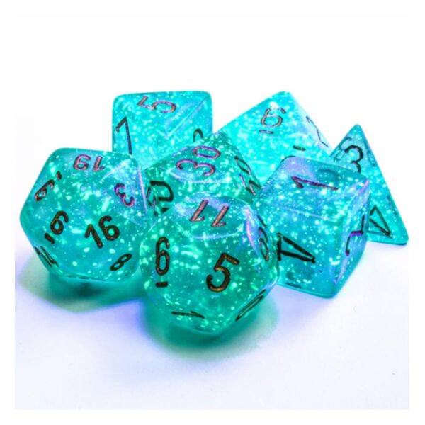 Chessex Borealis Polyhedral Teal/gold Luminary Würfelset (7) – Bild 2
